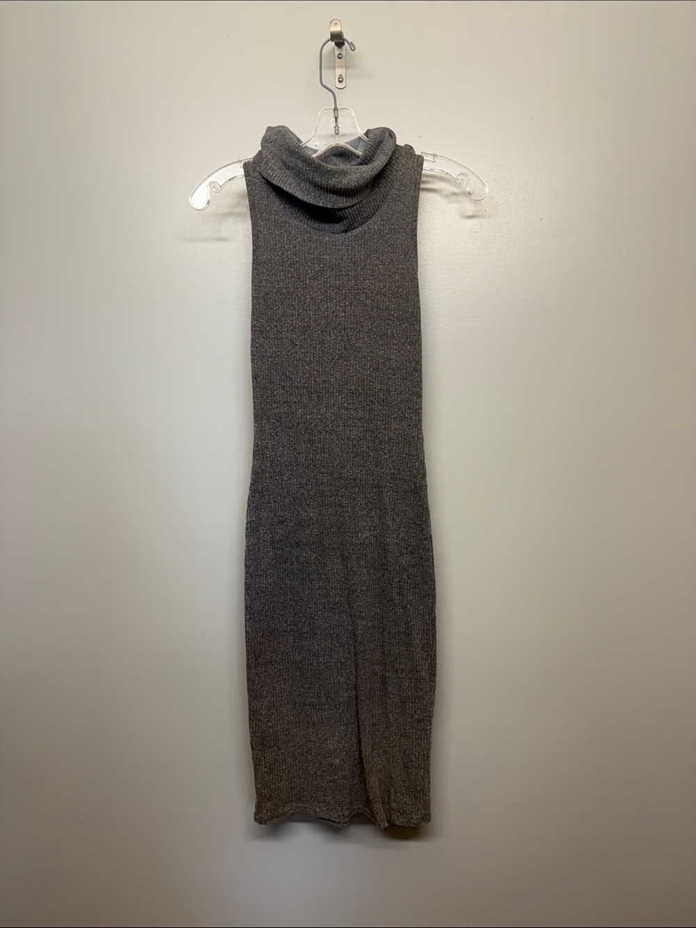 Sleeveless Turtleneck Maxi Dress in Charcoal Gray